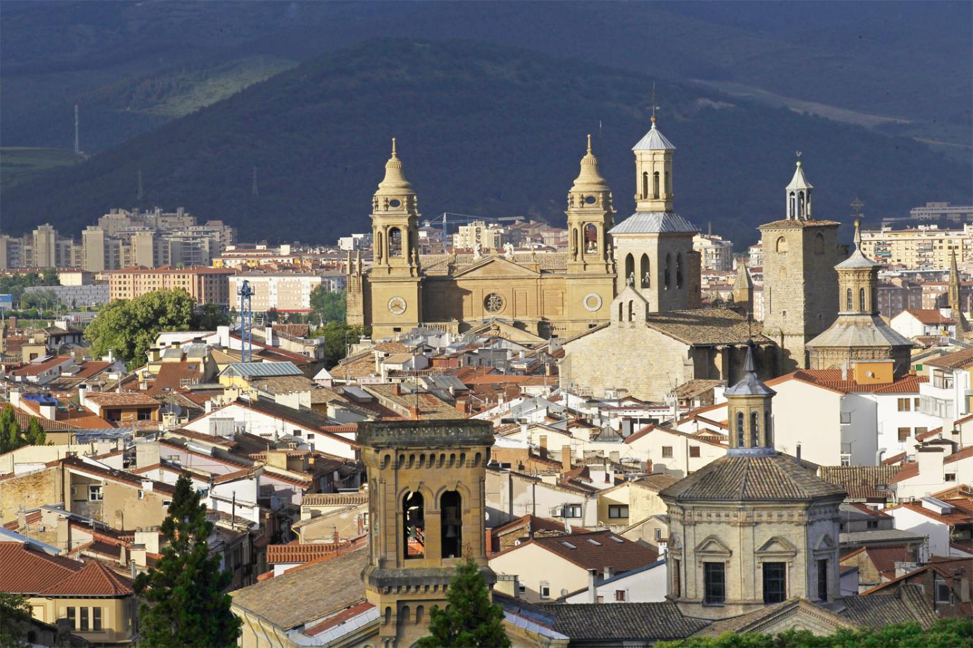 View of roofs and towers of Pamplona